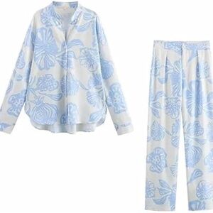 Zara 2 piece printed poplin set